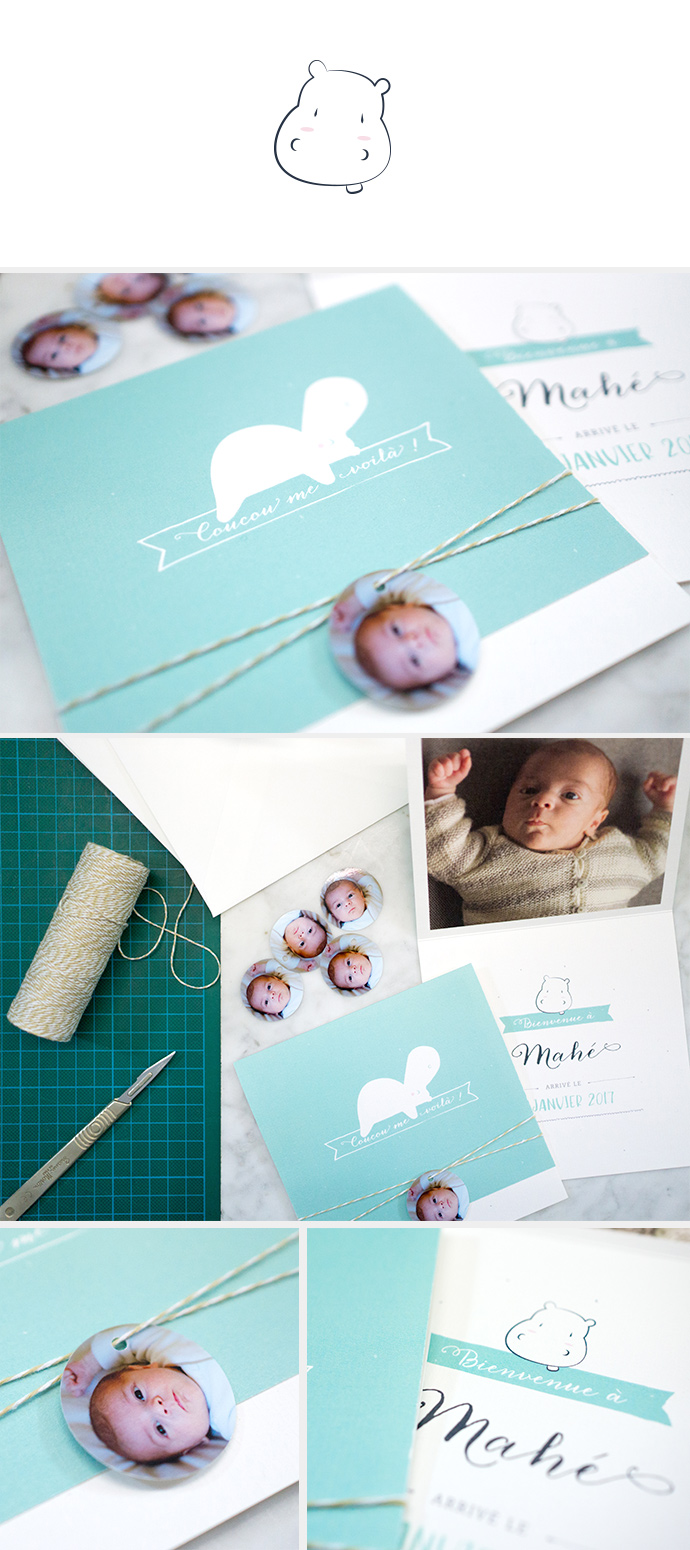 Faire-part de naissance - impression papier conqueror - quadri